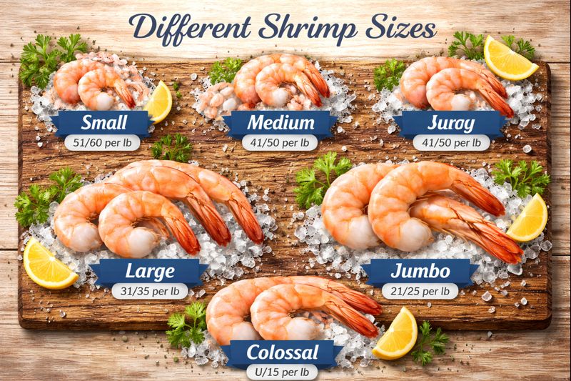 اواع سایز های میگو