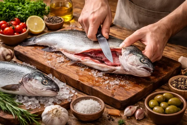 تمیز کردن ماهی قزل آلا